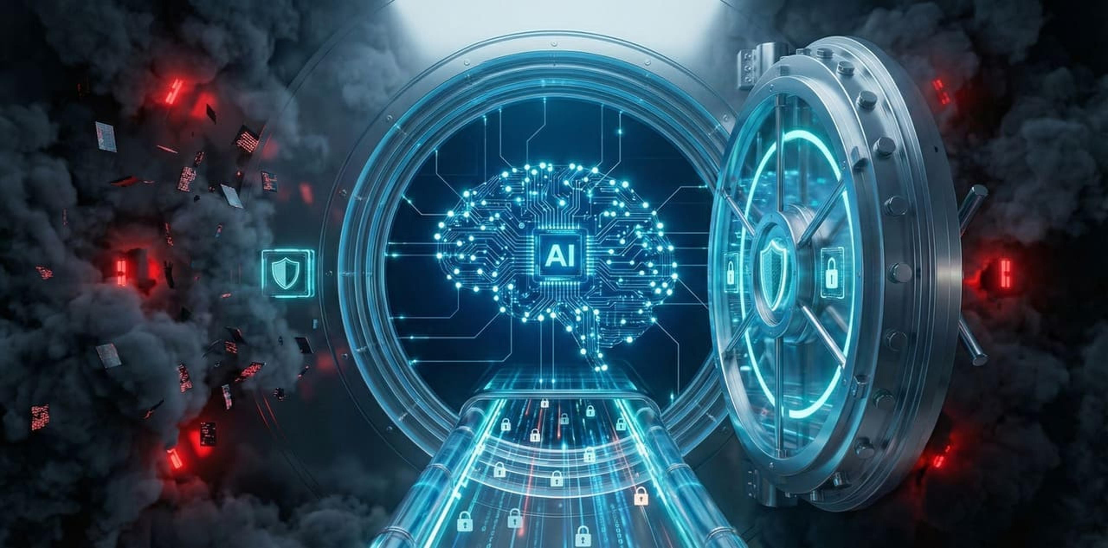 תרשים אבטחת מידע במערכות AI עם שכבות הגנה