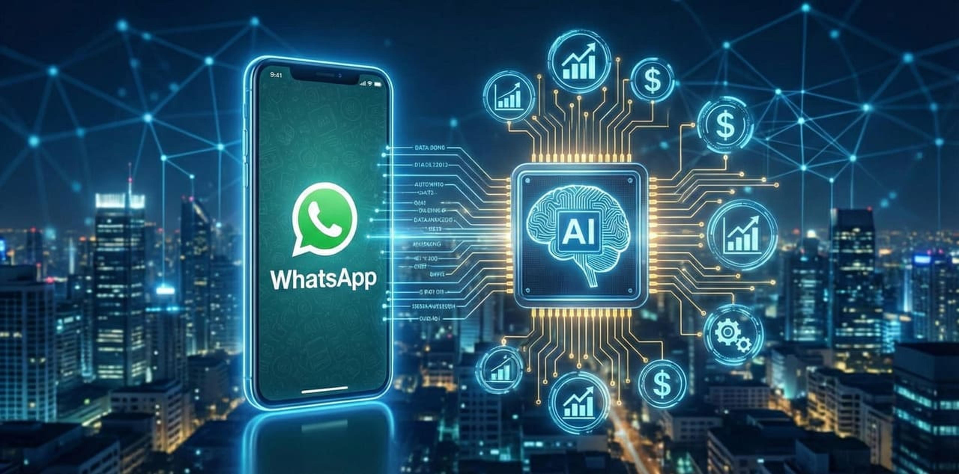 תרשים אינטגרציית סוכן AI עם וואטסאפ עסקי